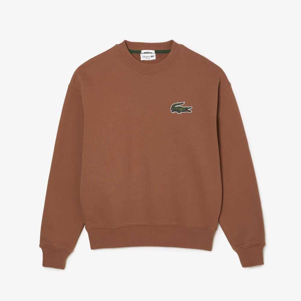 Lacoste Loose Fit Crocodile Badge Sweatshirt Light Brown | LNI-890346