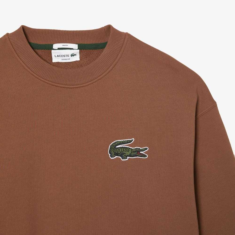 Lacoste Loose Fit Crocodile Badge Sweatshirt Light Brown | LNI-890346