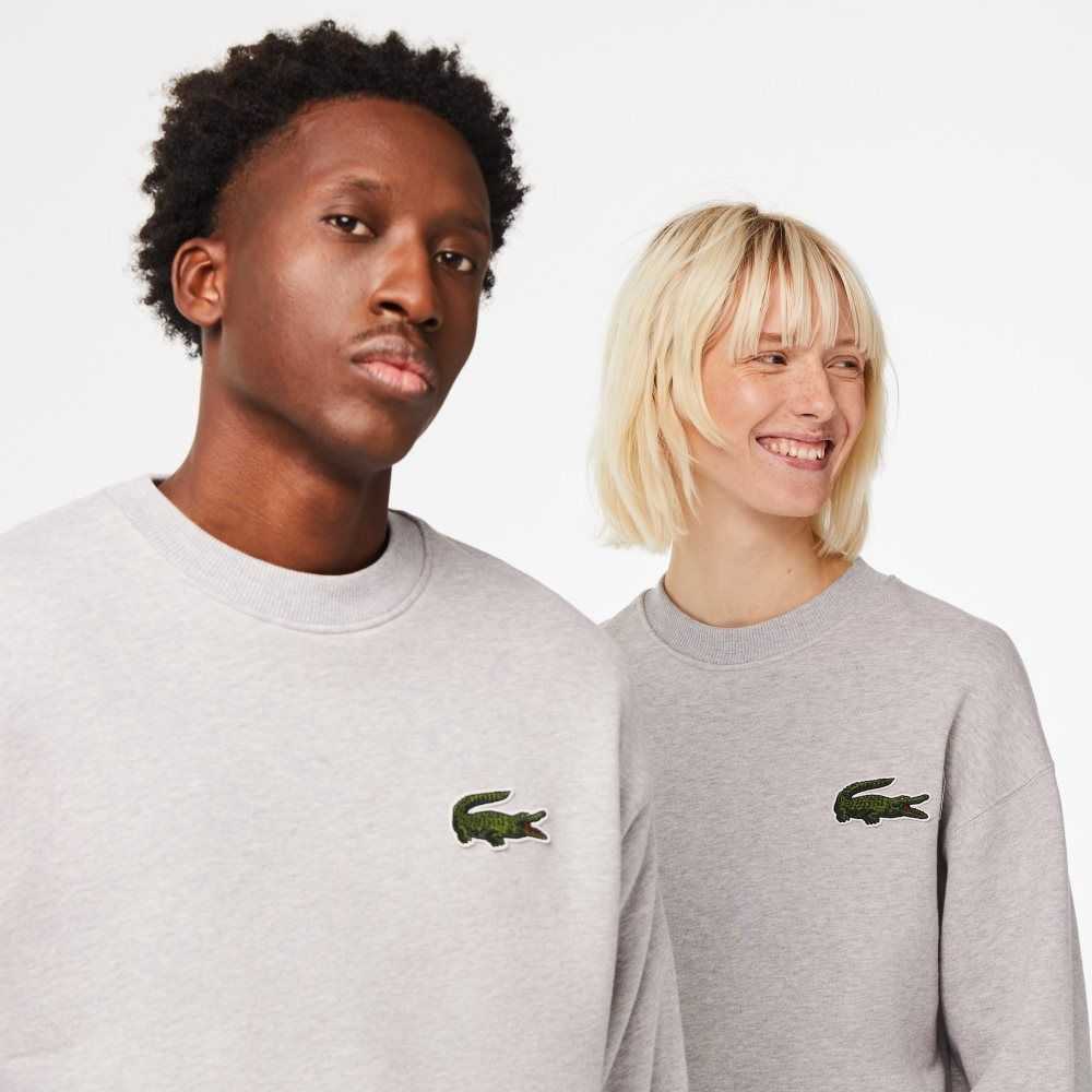 Lacoste Loose Fit Crocodile Badge Sweatshirt Grey Chine | LTD-304975