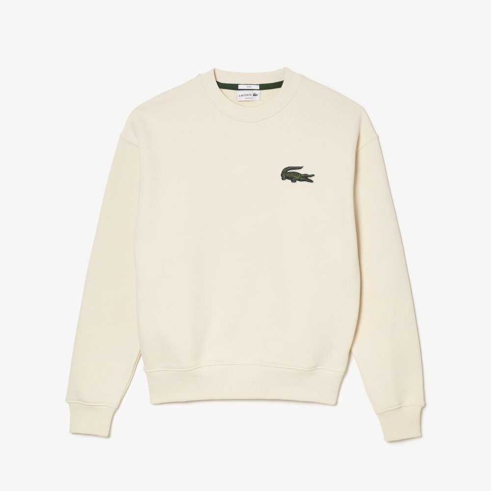 Lacoste Loose Fit Crocodile Badge Sweatshirt White | MIA-831452