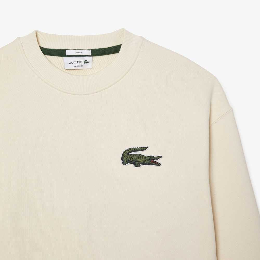 Lacoste Loose Fit Crocodile Badge Sweatshirt White | MIA-831452