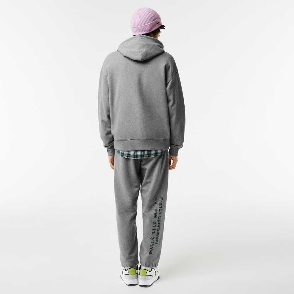 Lacoste Loose Fit Crocodile Hooded Sweatshirt Grey Chine | ETX-039278