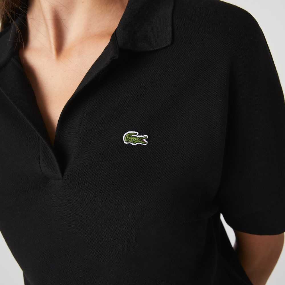 Lacoste Loose Fit Flowy Pique Polo Black | TXY-360185