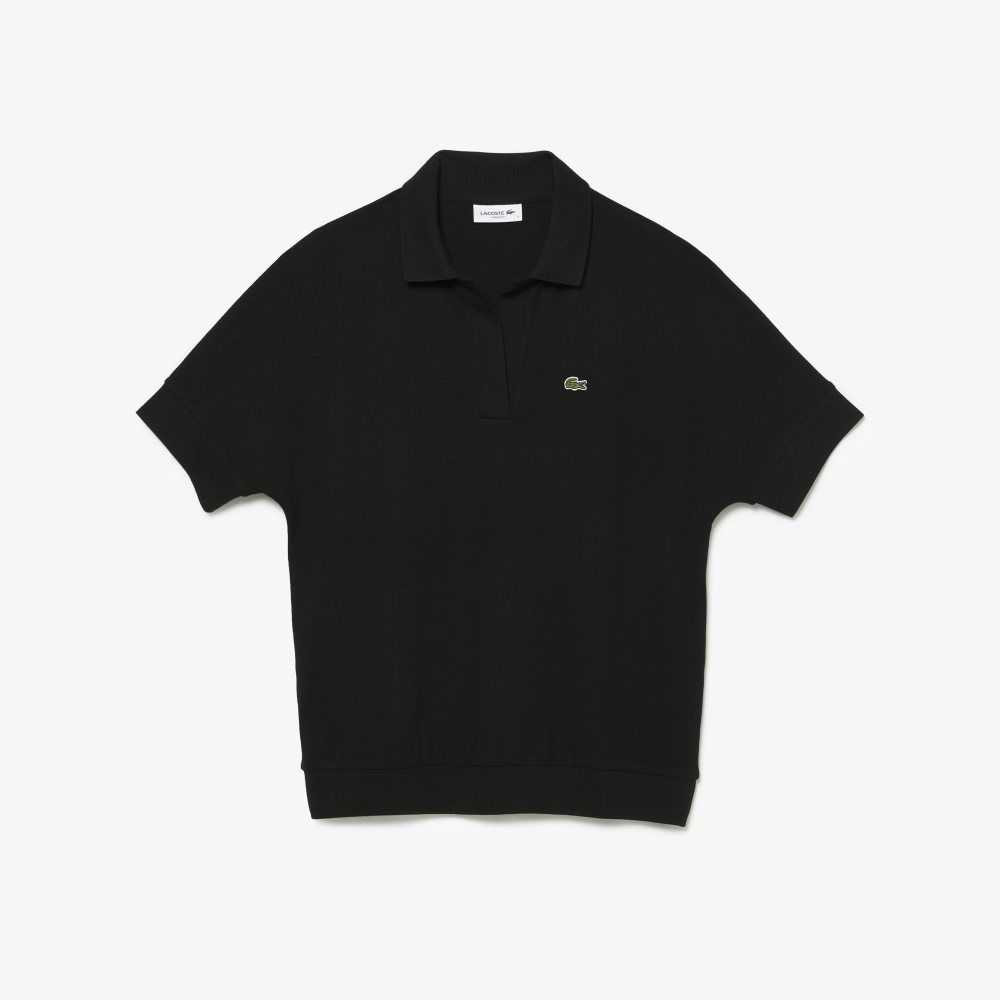 Lacoste Loose Fit Flowy Pique Polo Black | TXY-360185