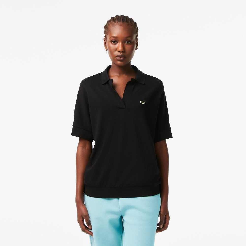 Lacoste Loose Fit Flowy Pique Polo Black | TXY-360185