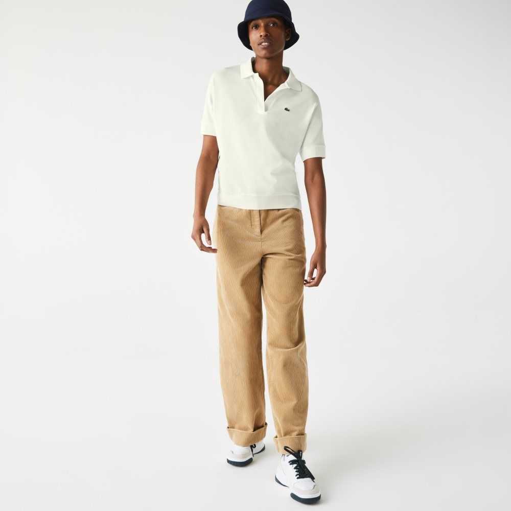 Lacoste Loose Fit Flowy Pique Polo White | HXU-950831