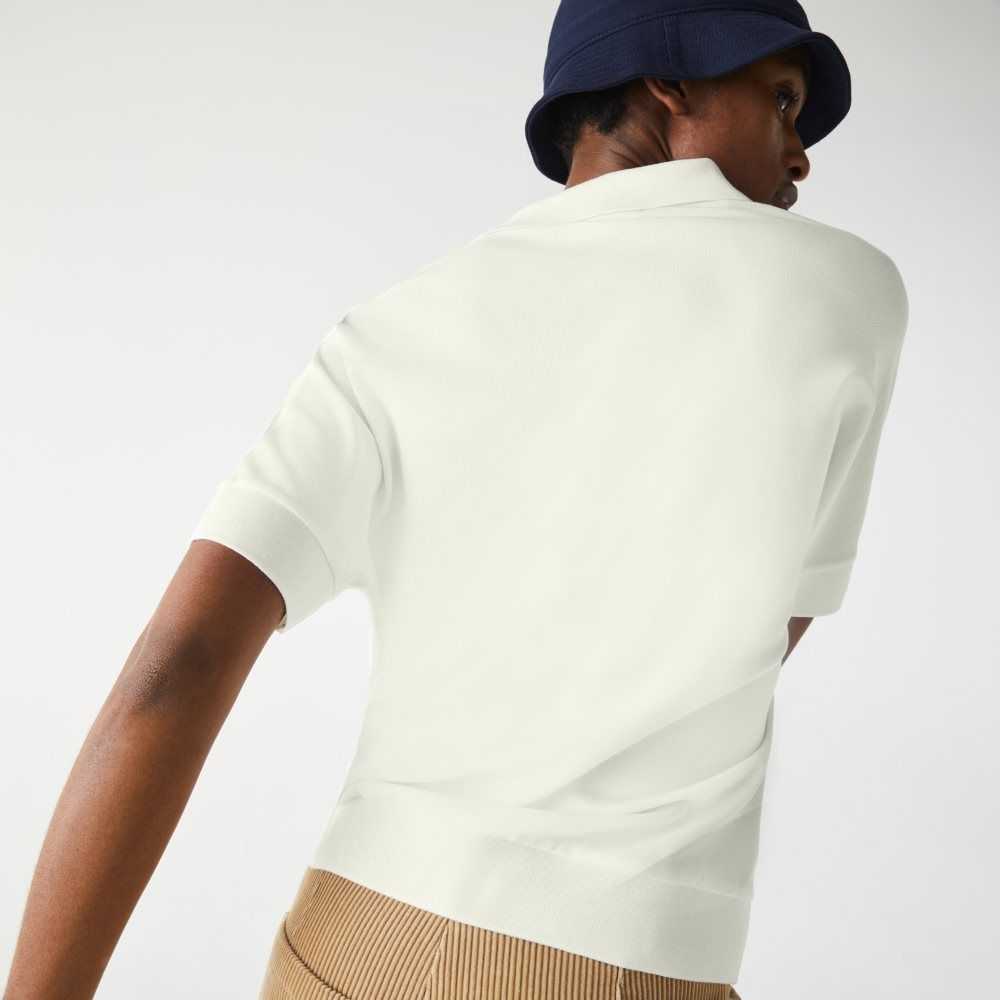 Lacoste Loose Fit Flowy Pique Polo White | HXU-950831