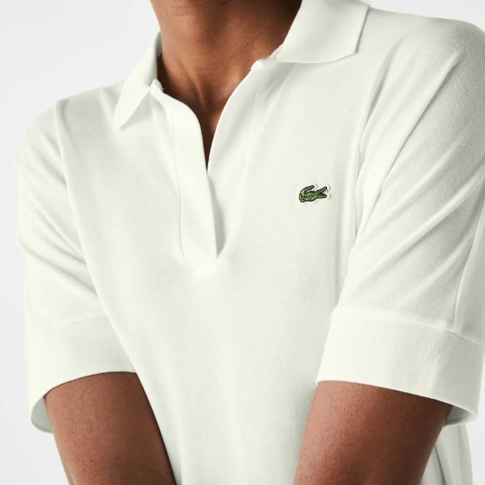 Lacoste Loose Fit Flowy Pique Polo White | HXU-950831