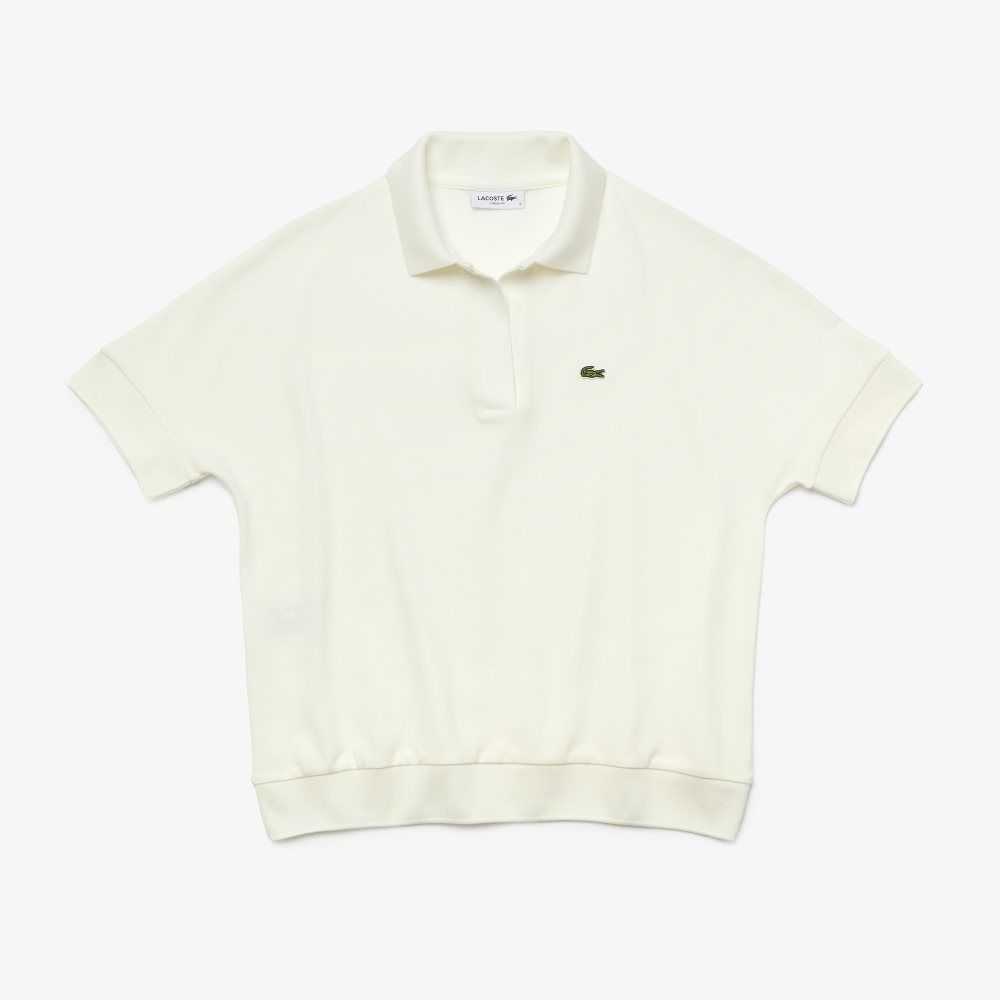 Lacoste Loose Fit Flowy Pique Polo White | HXU-950831