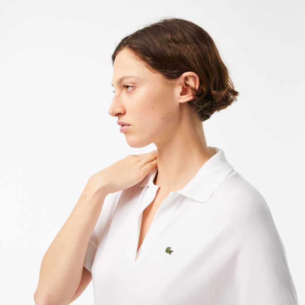 Lacoste Loose Fit Flowy Pique Polo White | QWI-547230