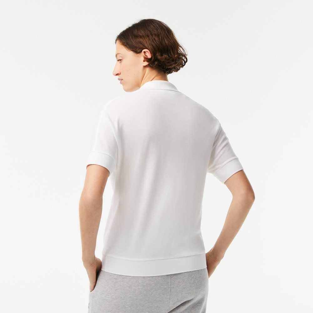 Lacoste Loose Fit Flowy Pique Polo White | QWI-547230