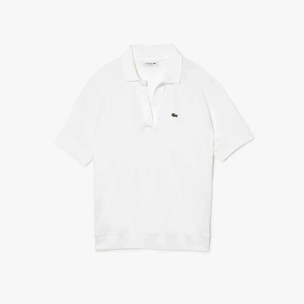 Lacoste Loose Fit Flowy Pique Polo White | QWI-547230