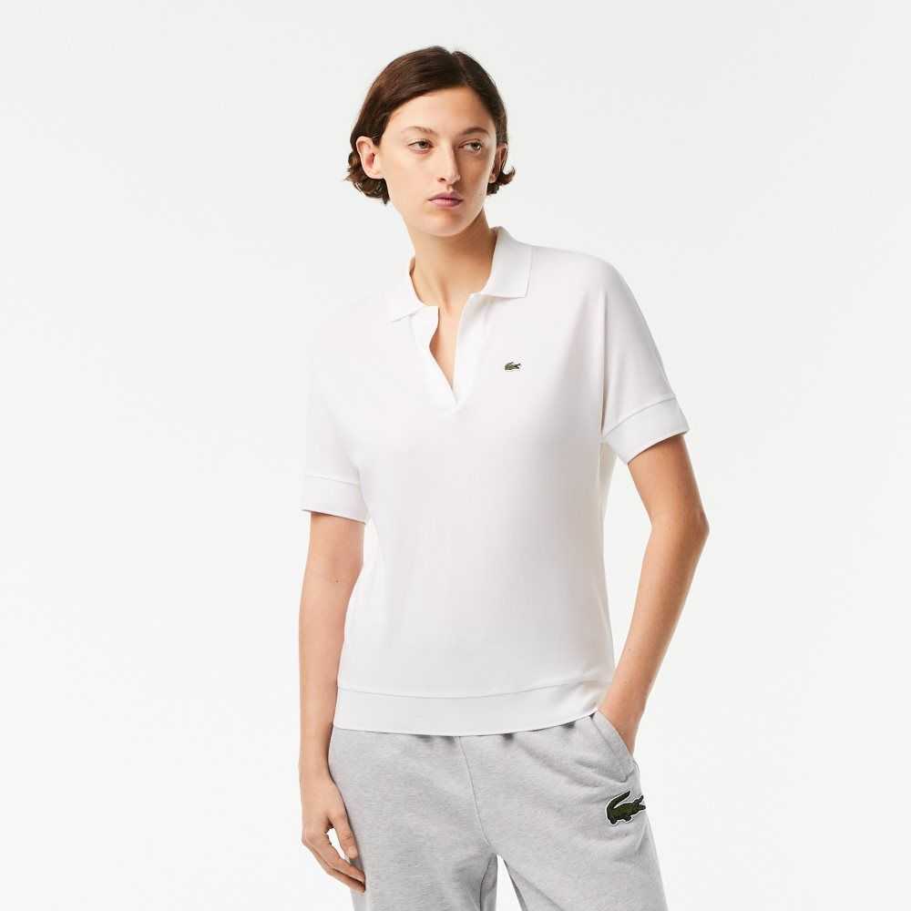 Lacoste Loose Fit Flowy Pique Polo White | QWI-547230