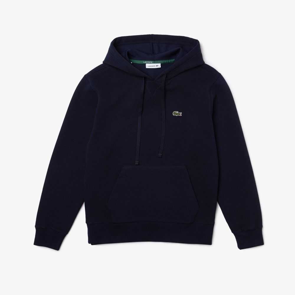 Lacoste Loose Fit Hooded Cotton Blend Sweatshirt Navy Blue | APD-538410