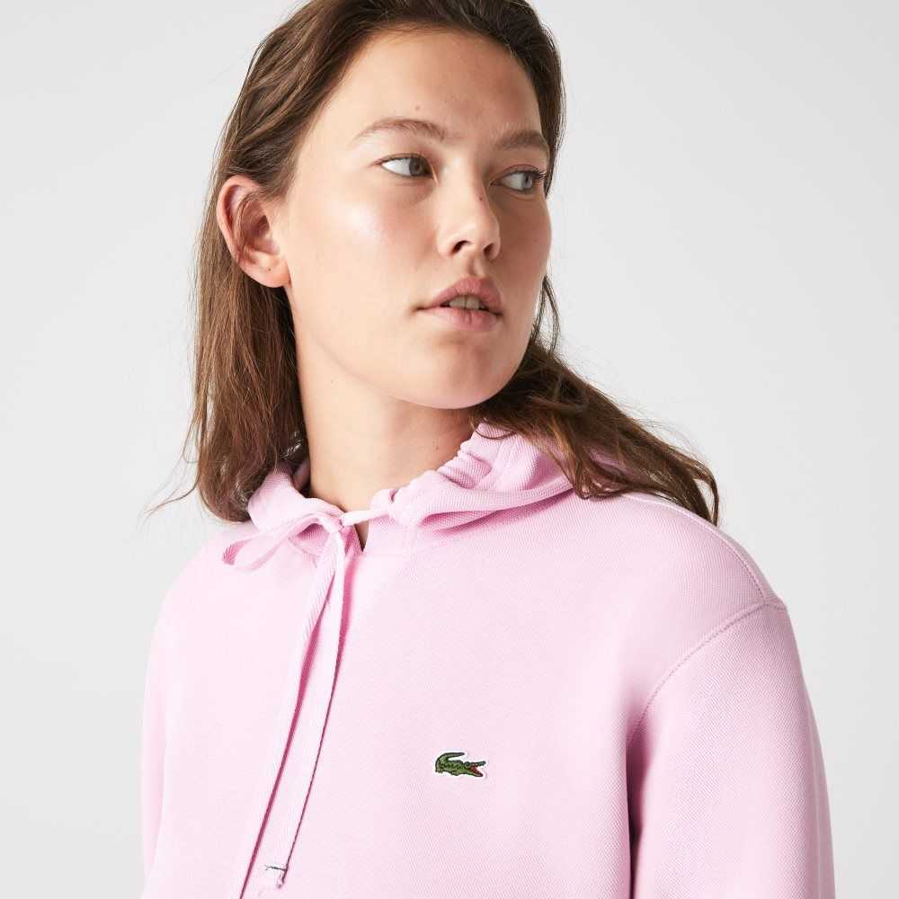 Lacoste Loose Fit Hooded Cotton Blend Sweatshirt Pink | FNO-503817