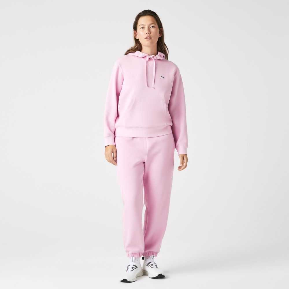 Lacoste Loose Fit Hooded Cotton Blend Sweatshirt Pink | FNO-503817