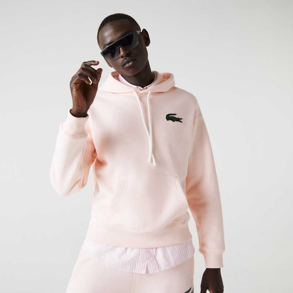 Lacoste Loose Fit Hooded Organic Cotton Sweatshirt Light Pink | HVY-764321