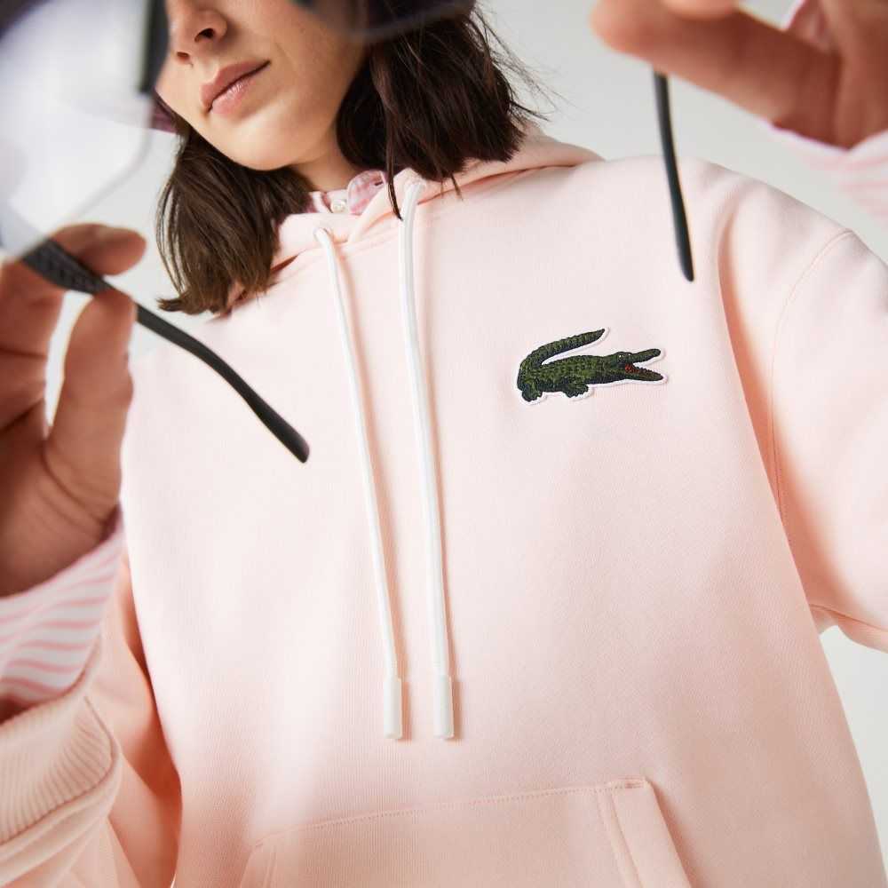 Lacoste Loose Fit Hooded Organic Cotton Sweatshirt Light Pink | HVY-764321