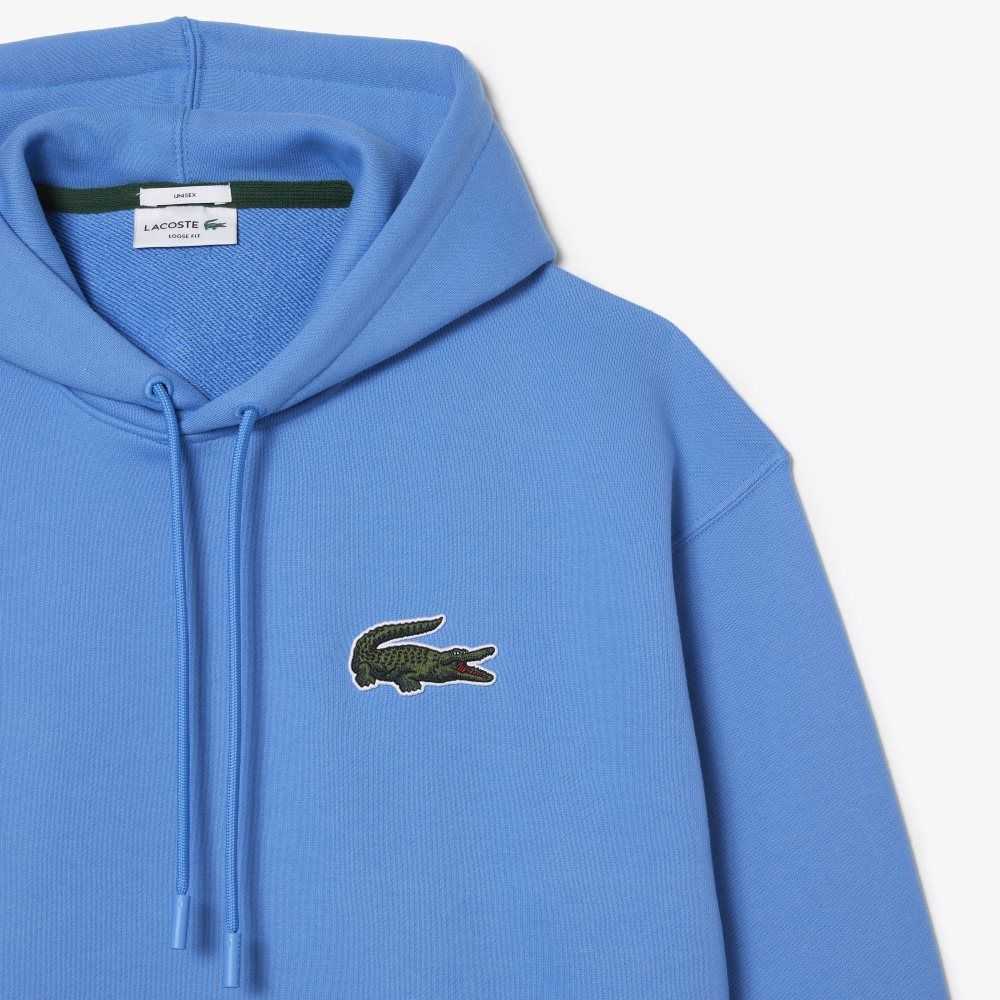 Lacoste Loose Fit Hooded Organic Cotton Sweatshirt Blue | KXP-385297