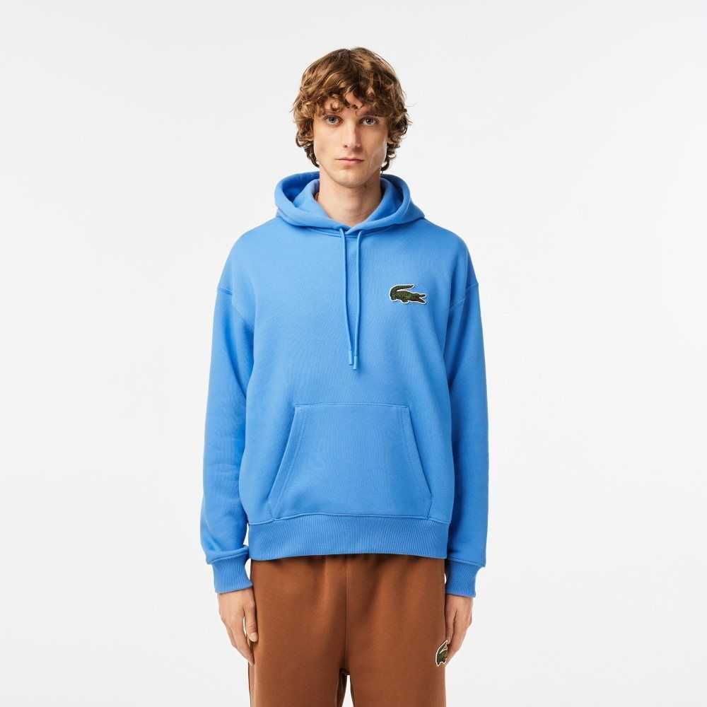 Lacoste Loose Fit Hooded Organic Cotton Sweatshirt Blue | KXP-385297