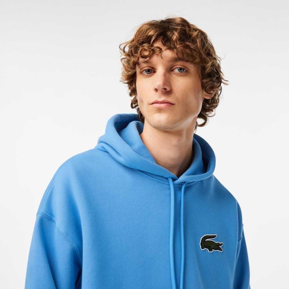 Lacoste Loose Fit Hooded Organic Cotton Sweatshirt Blue | KXP-385297