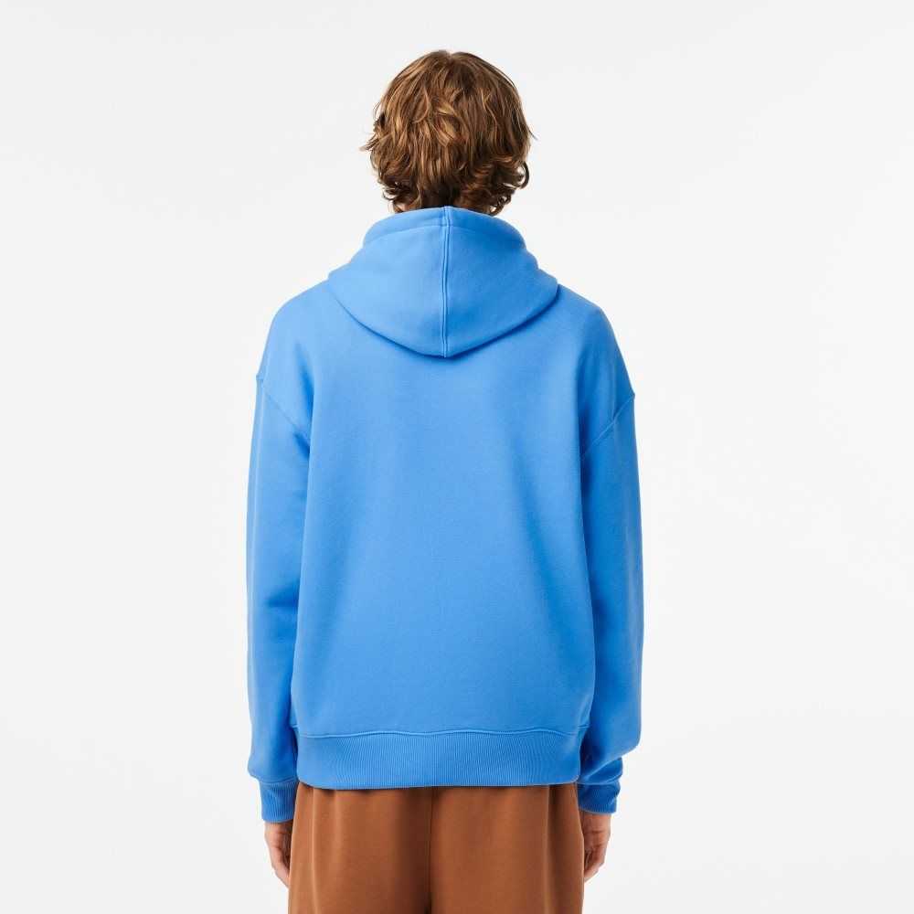 Lacoste Loose Fit Hooded Organic Cotton Sweatshirt Blue | KXP-385297