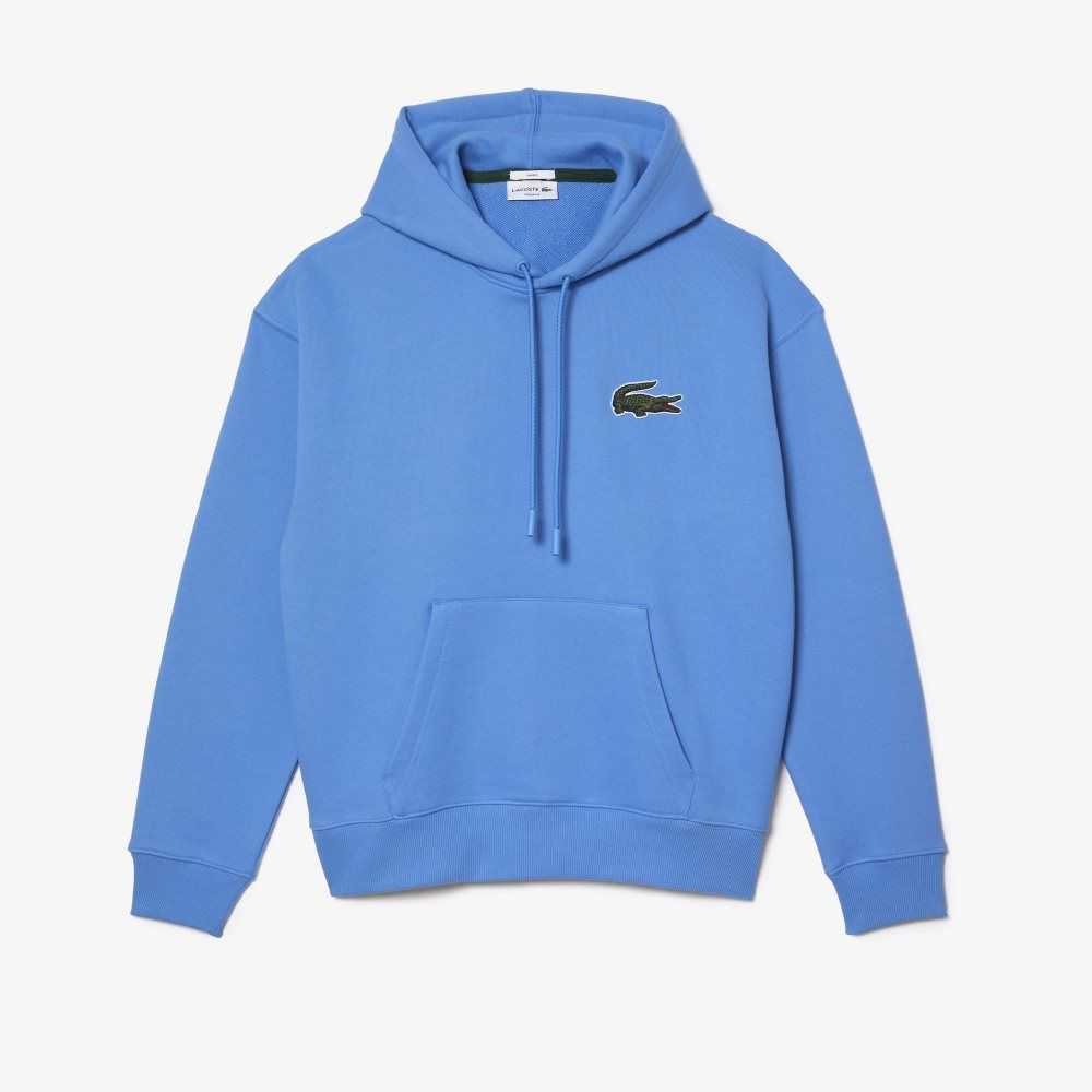 Lacoste Loose Fit Hooded Organic Cotton Sweatshirt Blue | KXP-385297