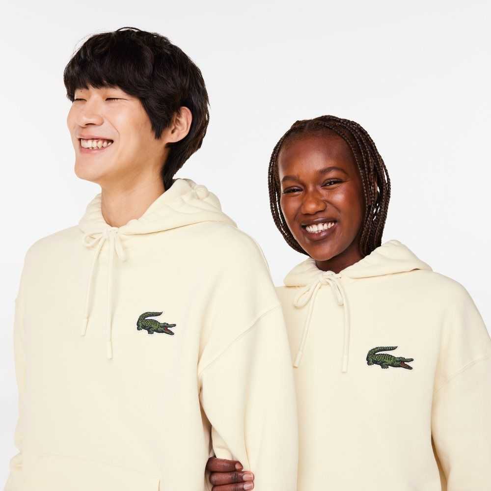 Lacoste Loose Fit Hooded Organic Cotton Sweatshirt White | LUI-081964