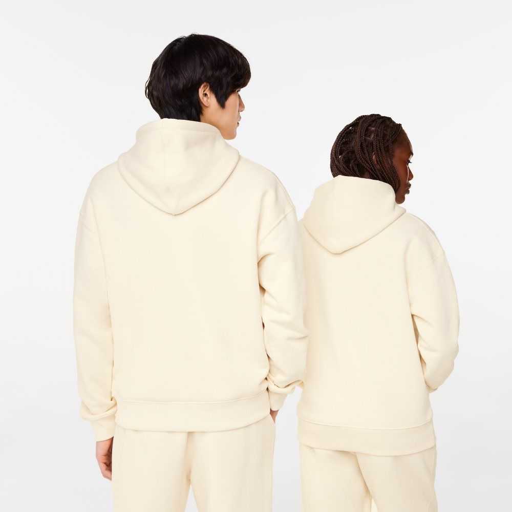 Lacoste Loose Fit Hooded Organic Cotton Sweatshirt White | LUI-081964