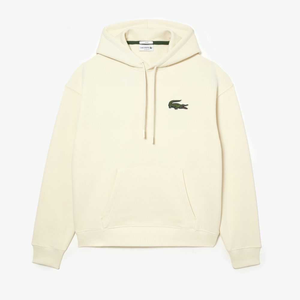 Lacoste Loose Fit Hooded Organic Cotton Sweatshirt White | LUI-081964