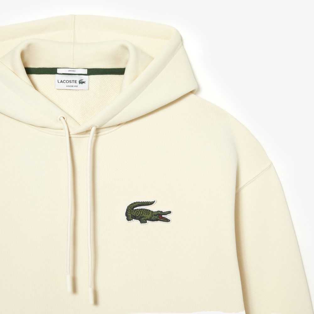 Lacoste Loose Fit Hooded Organic Cotton Sweatshirt White | LUI-081964