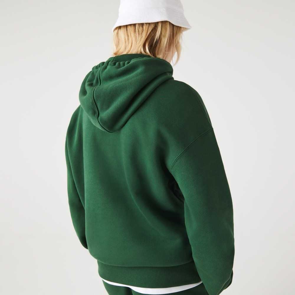 Lacoste Loose Fit Hooded Organic Cotton Sweatshirt Green | WTG-853967