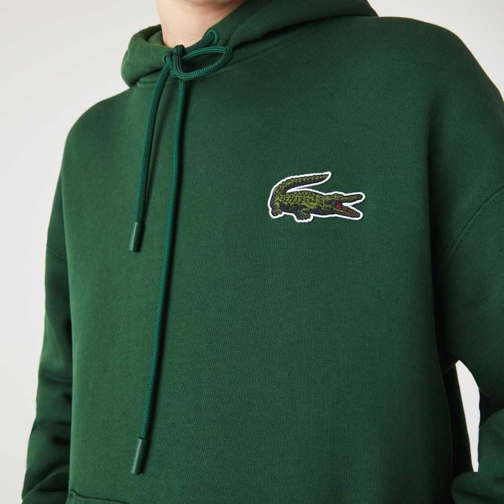 Lacoste Loose Fit Hooded Organic Cotton Sweatshirt Green | WTG-853967