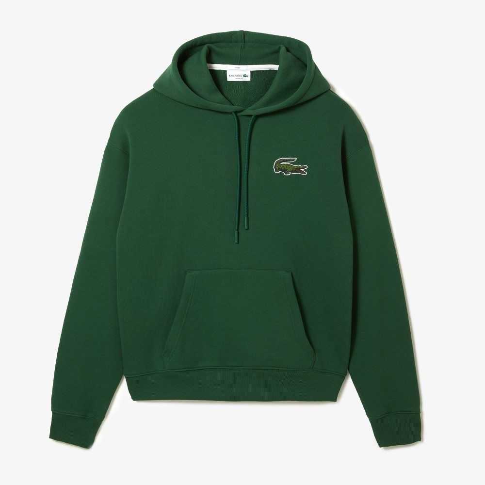 Lacoste Loose Fit Hooded Organic Cotton Sweatshirt Green | WTG-853967