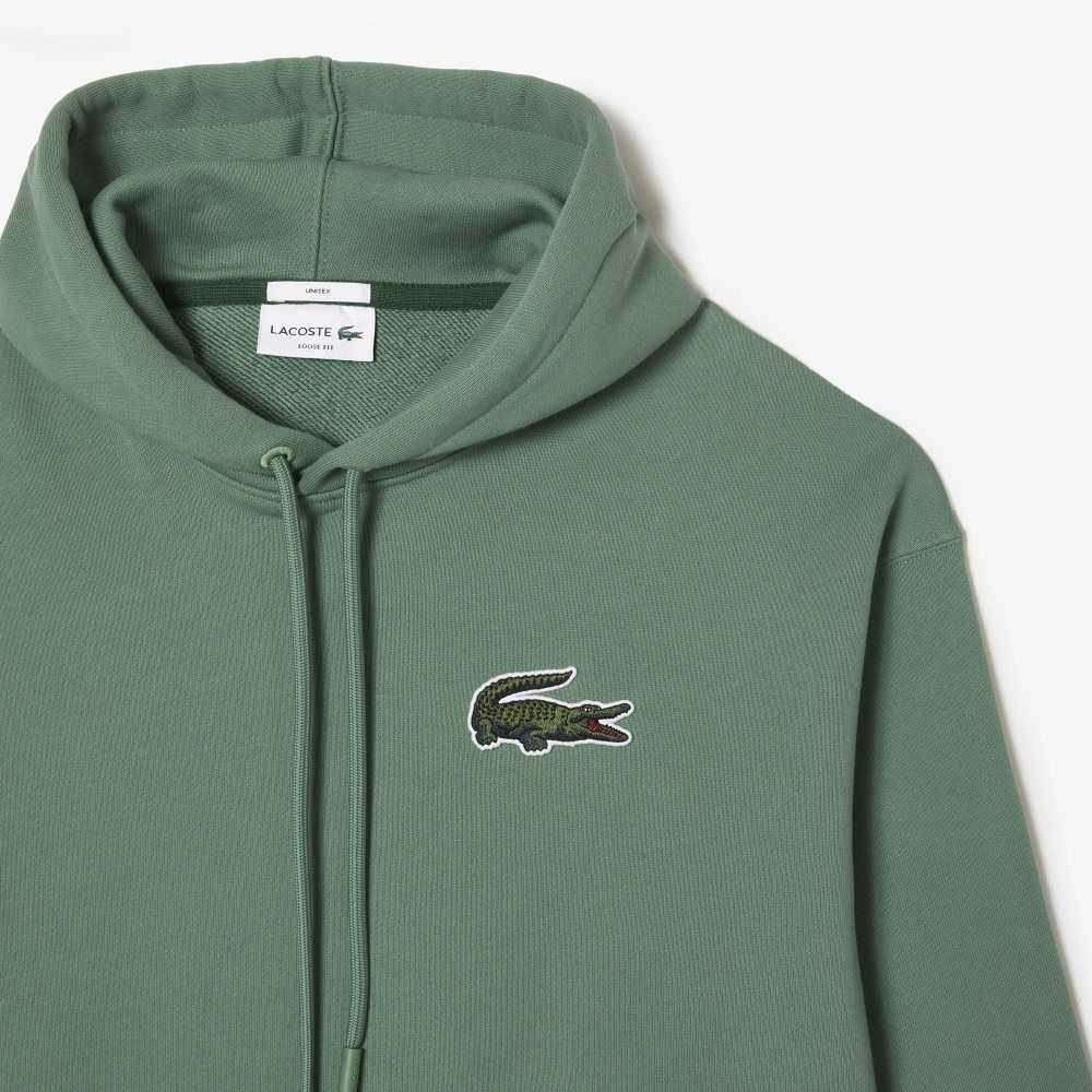 Lacoste Loose Fit Hooded Organic Cotton Sweatshirt Khaki Green | YPL-315072