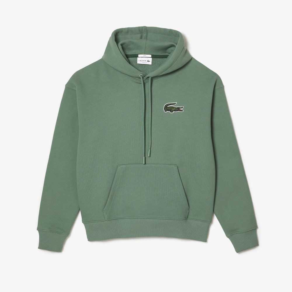 Lacoste Loose Fit Hooded Organic Cotton Sweatshirt Khaki Green | YPL-315072