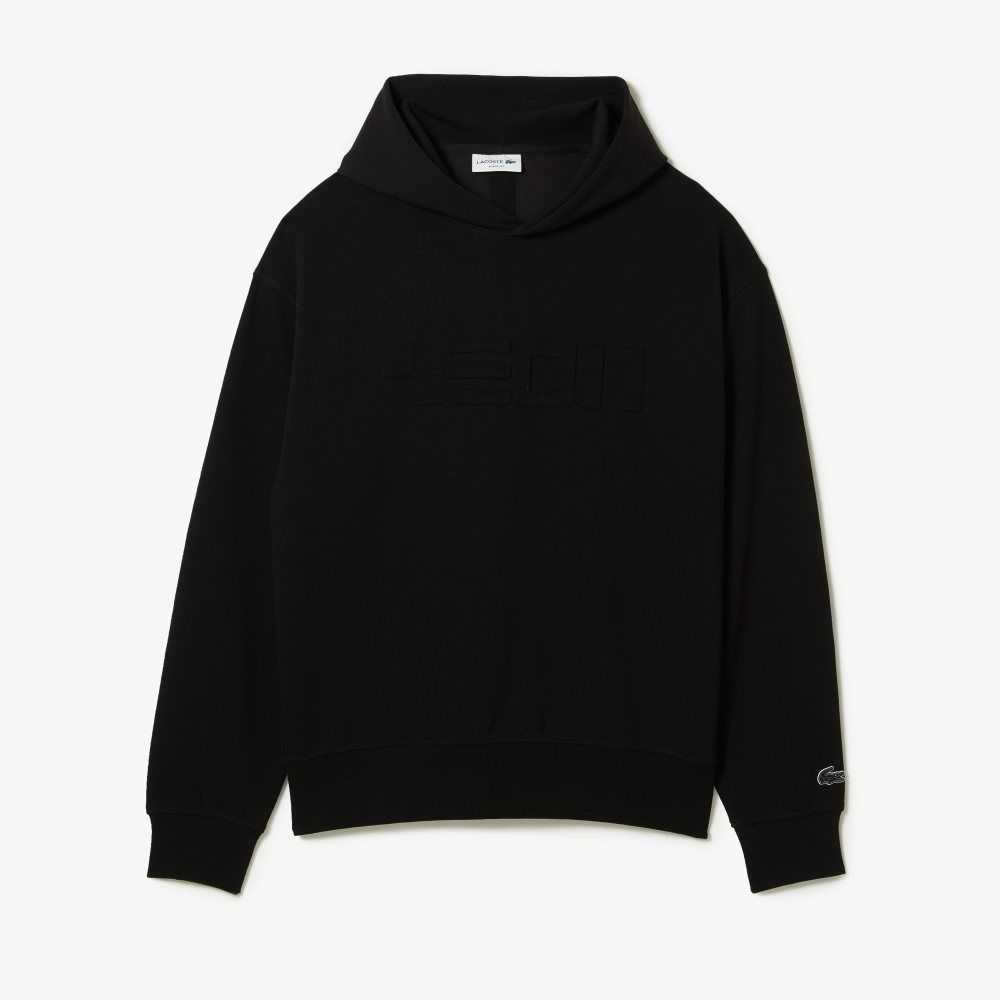 Lacoste Loose Fit Hooded Sweatshirt Black | CPF-058714