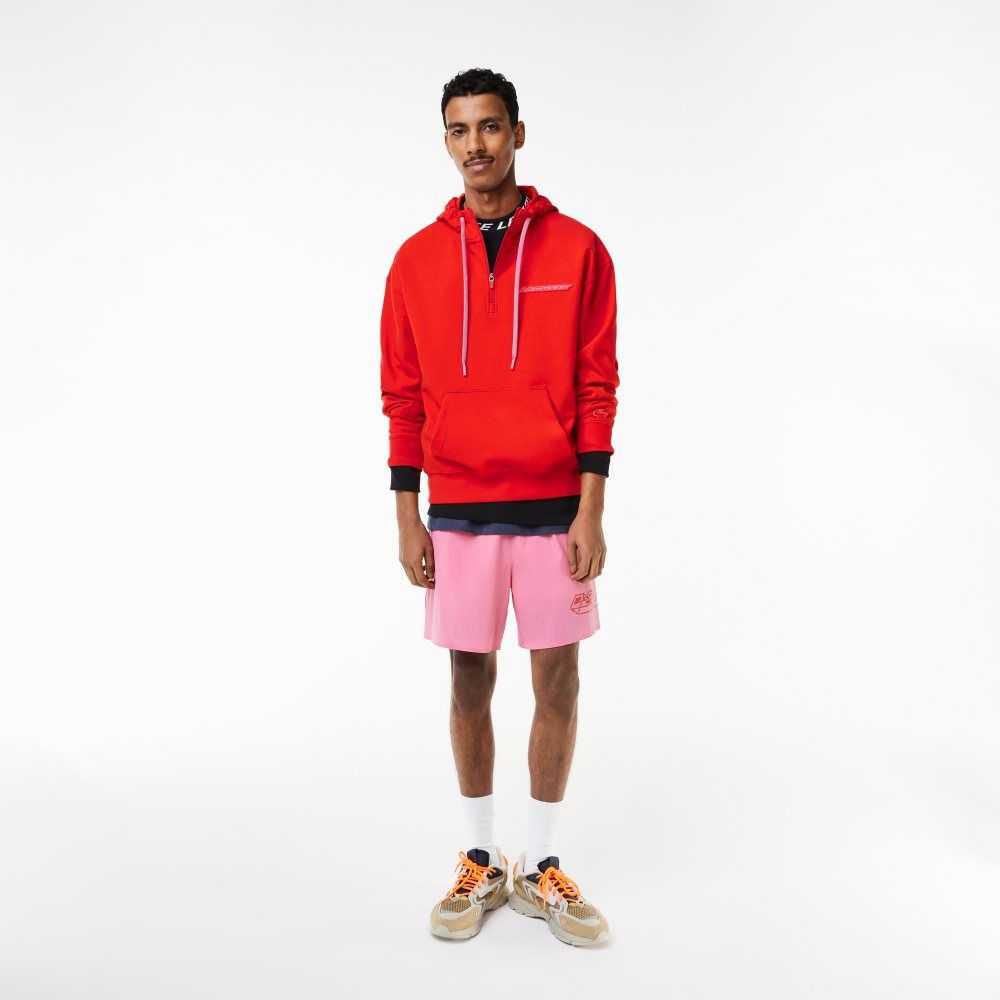 Lacoste Loose Fit Hoodie Red | QNZ-568127