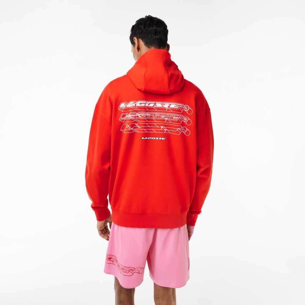 Lacoste Loose Fit Hoodie Red | QNZ-568127