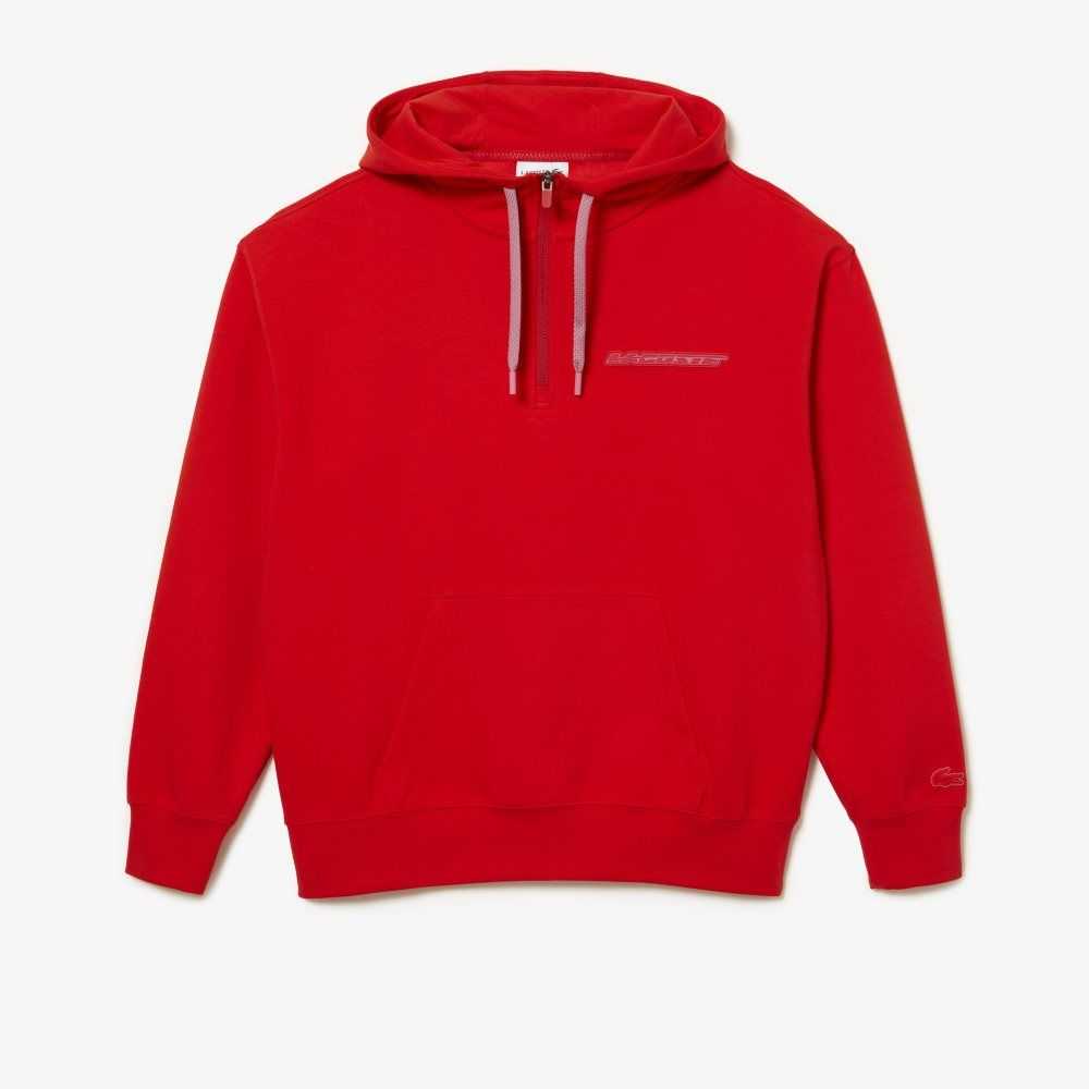 Lacoste Loose Fit Hoodie Red | QNZ-568127