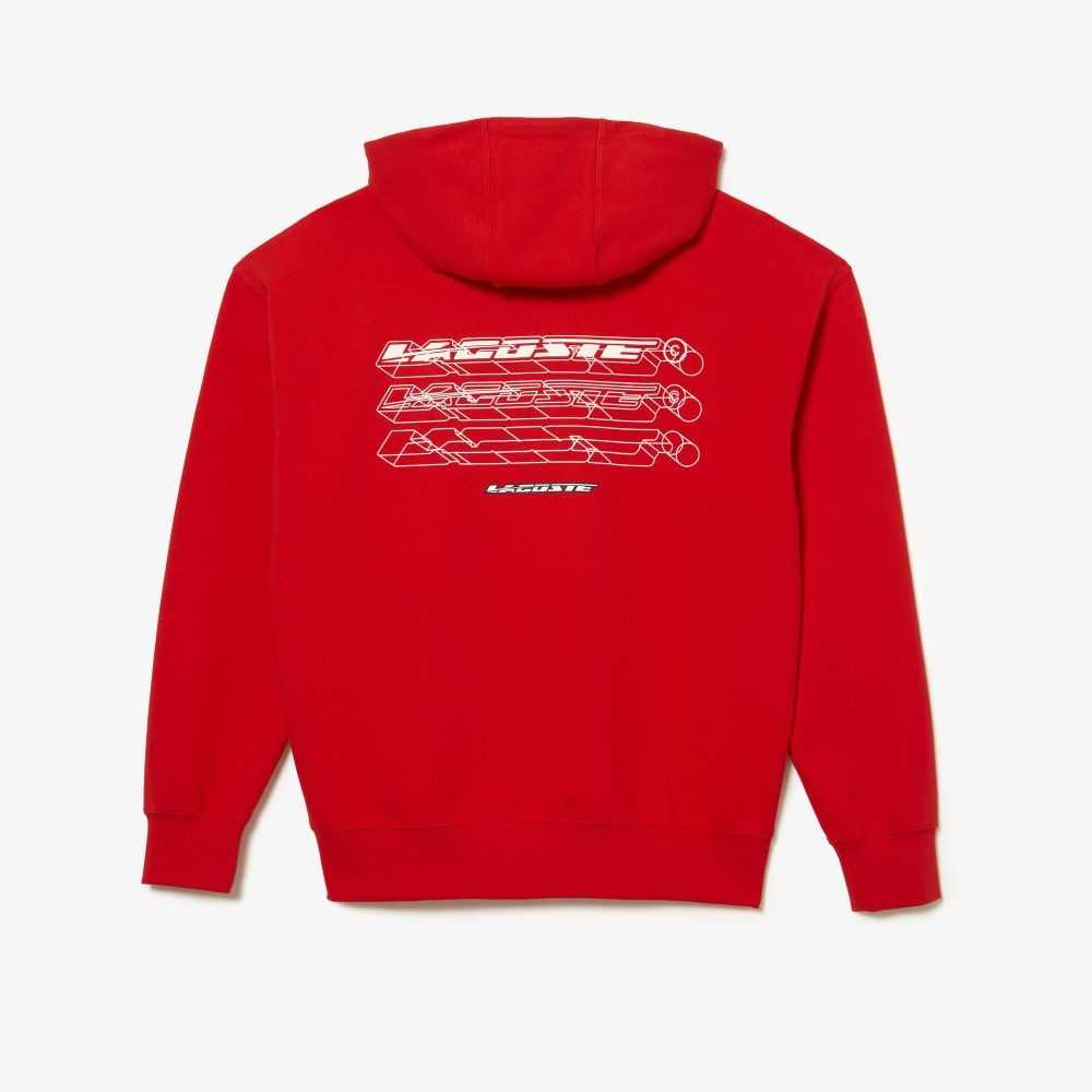 Lacoste Loose Fit Hoodie Red | QNZ-568127