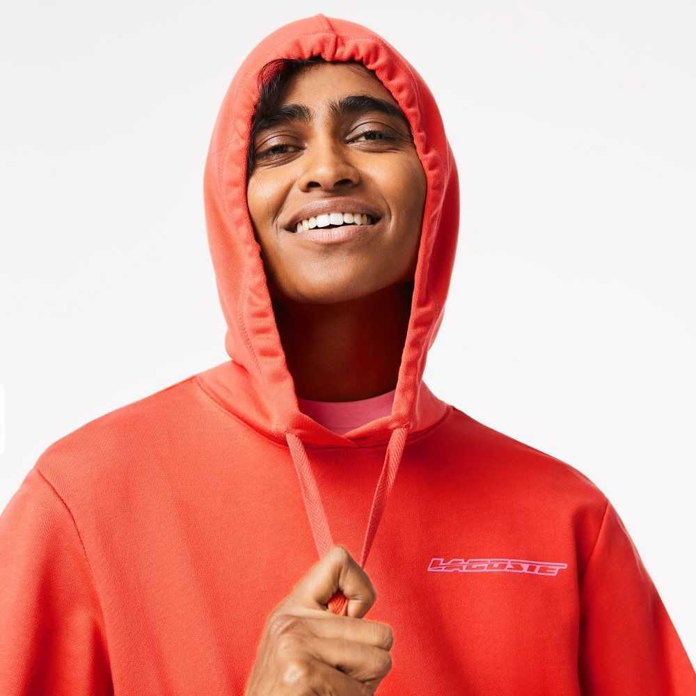 Lacoste Loose Fit Hoodie with Contrast Branding Orange | EIU-521039