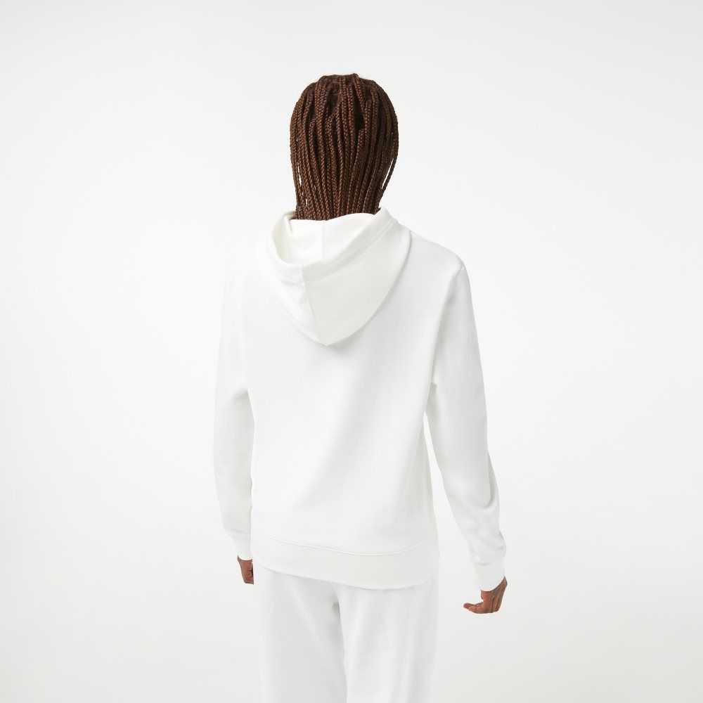 Lacoste Loose Fit Hoodie with Contrast Branding White | QKB-986423