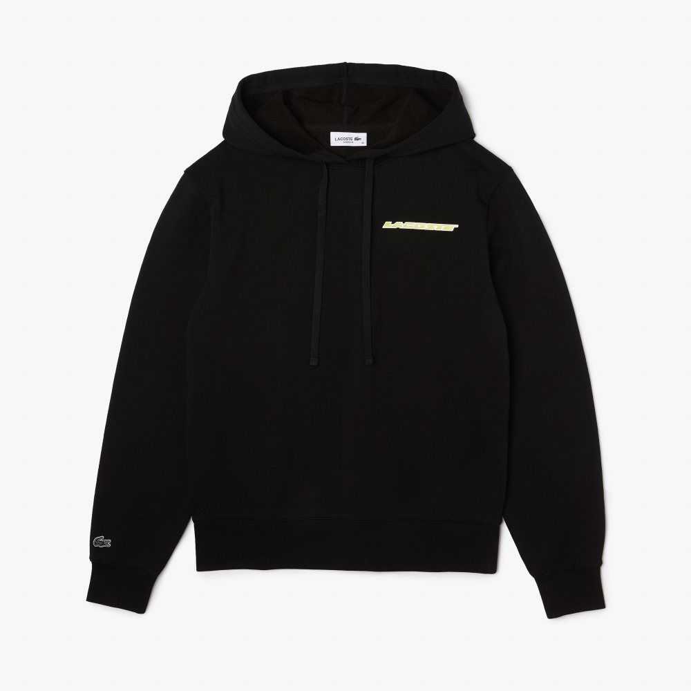 Lacoste Loose Fit Hoodie with Contrast Branding Black | SZW-819537