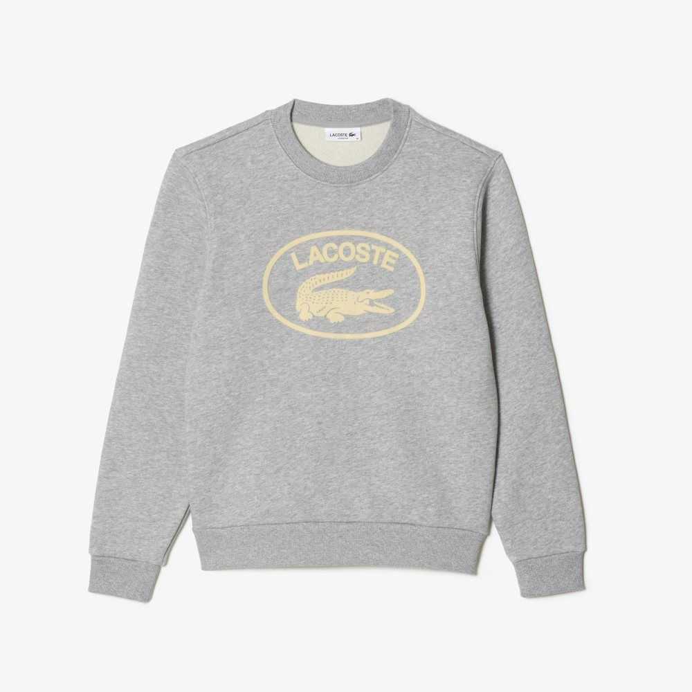 Lacoste Loose Fit Organic Cotton Fleece Sweatshirt Grey Chine | VFJ-936487