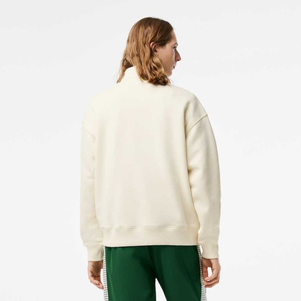 Lacoste Loose Fit Organic Cotton Half Zip Sweatshirt White | NHV-974632