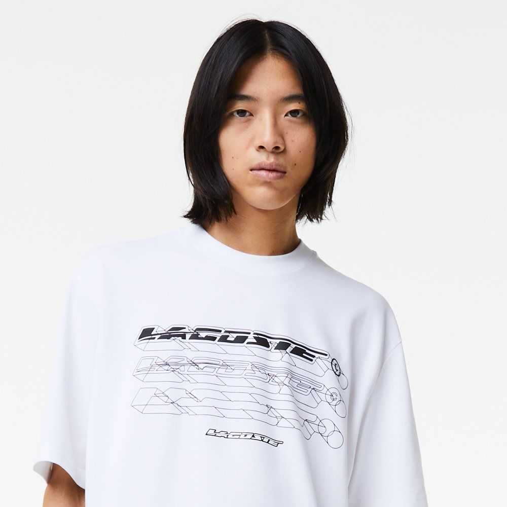 Lacoste Loose Fit Organic Cotton Pique T-Shirt White | WUV-547268