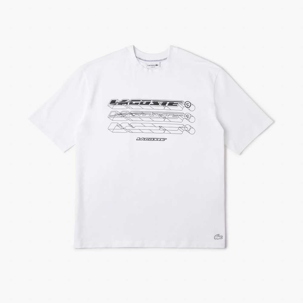 Lacoste Loose Fit Organic Cotton Pique T-Shirt White | WUV-547268