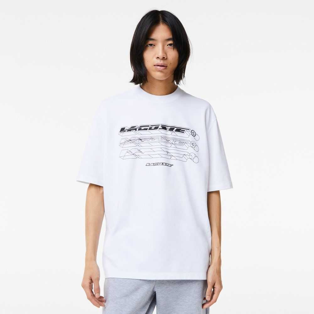 Lacoste Loose Fit Organic Cotton Pique T-Shirt White | WUV-547268