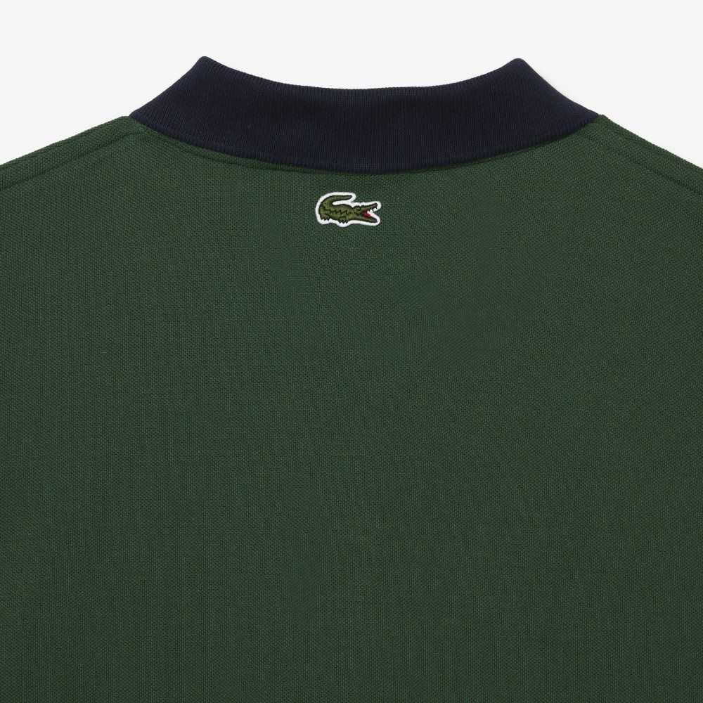 Lacoste Loose Fit Organic Cotton Polo Green / White / Navy Blue | GBQ-358621